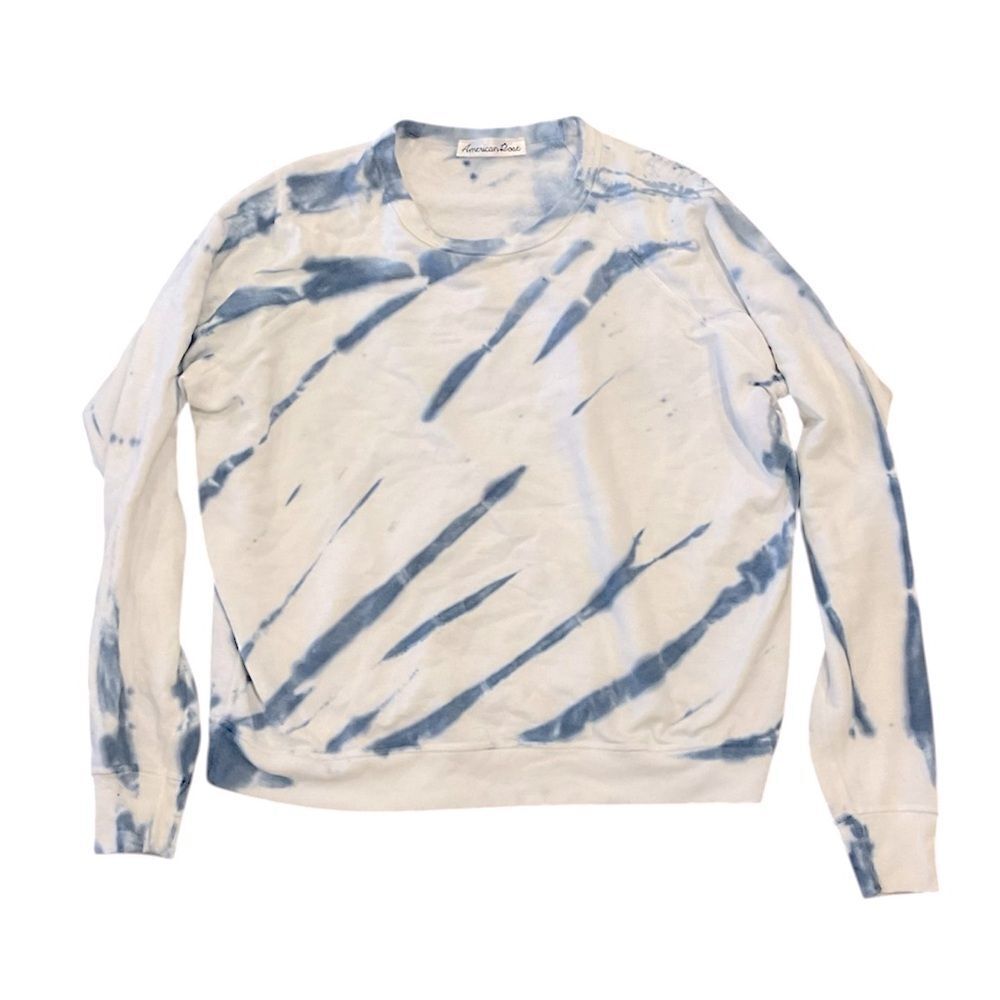 American Rose White and Blue Tie Dye Crewneck Sweatshirt